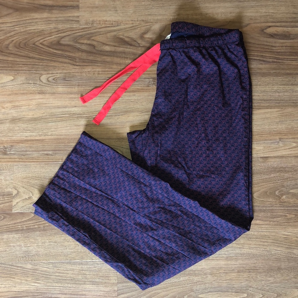 Vineyard Vines Men’s Navy Patterned Lounge Pants with Pink Drawstring